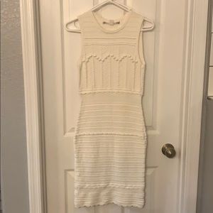 Form fitting, above knee , knit dress.